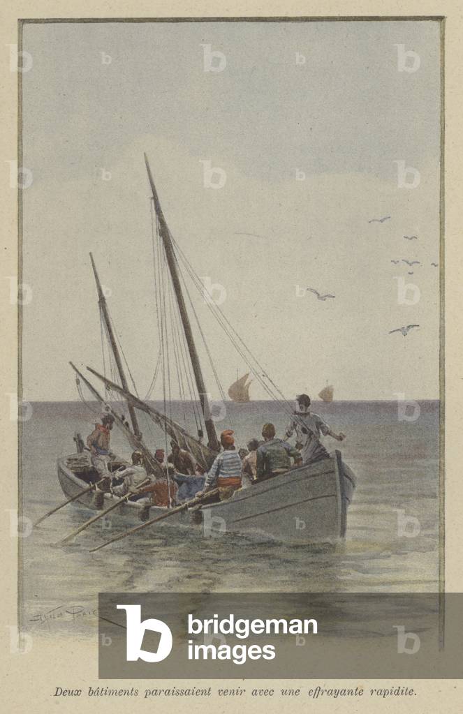 Two ships approached with a frightening speed (colour litho)