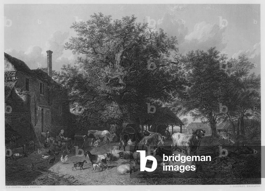 The Farm-Yard, from the picture in the Vernon Gallery (engraving)