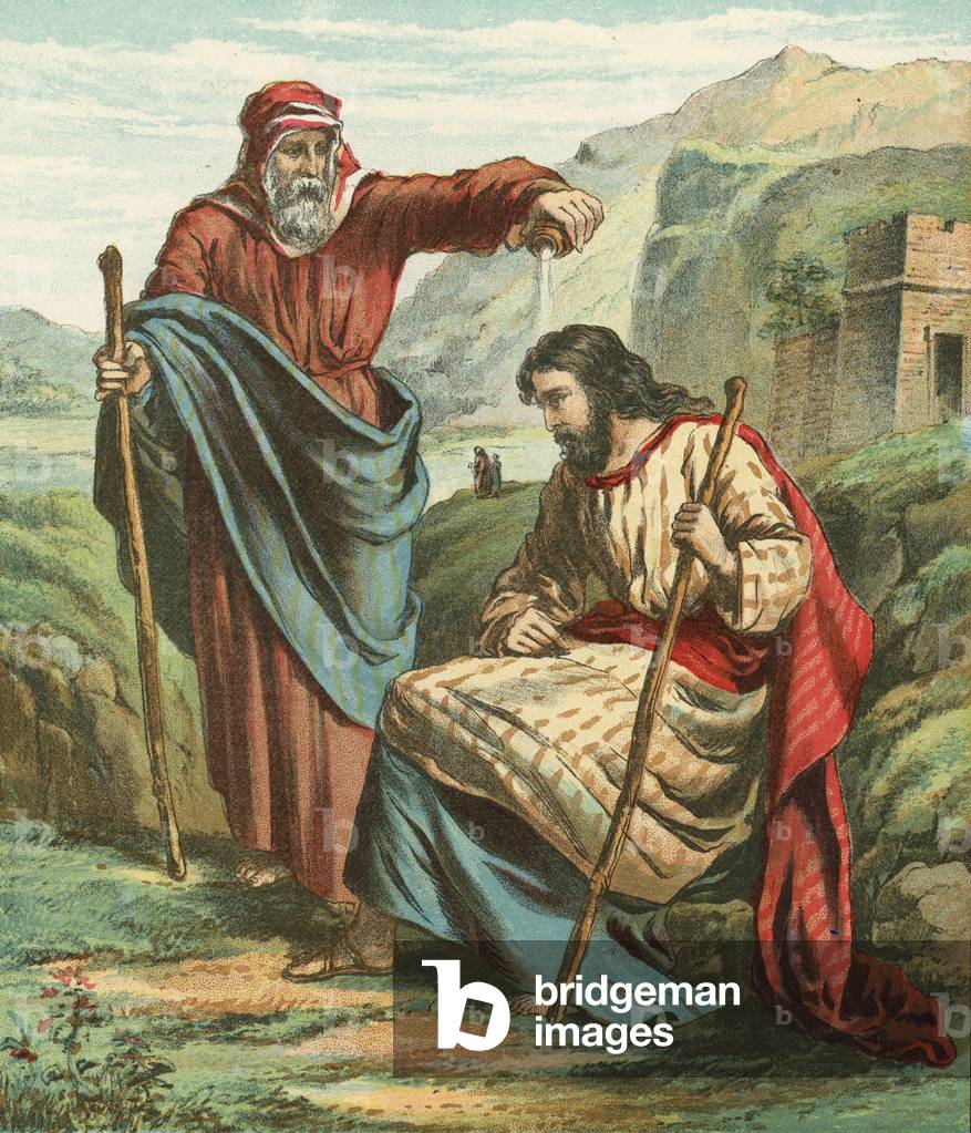 Samuel blessing Saul (chromolitho)