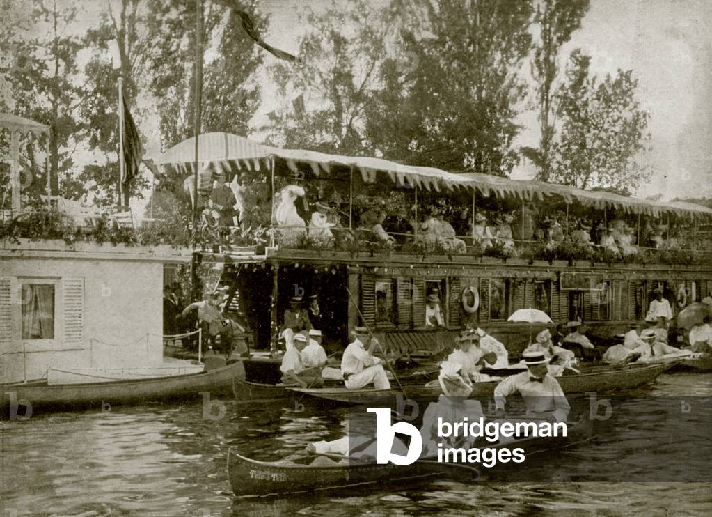 House-Boats at Henley (b/w photo)