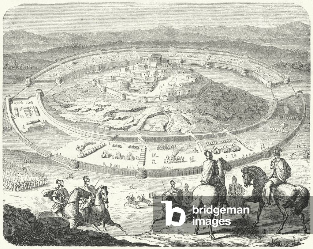 Siege of Numantia by the Romans, 134 BC (engraving)