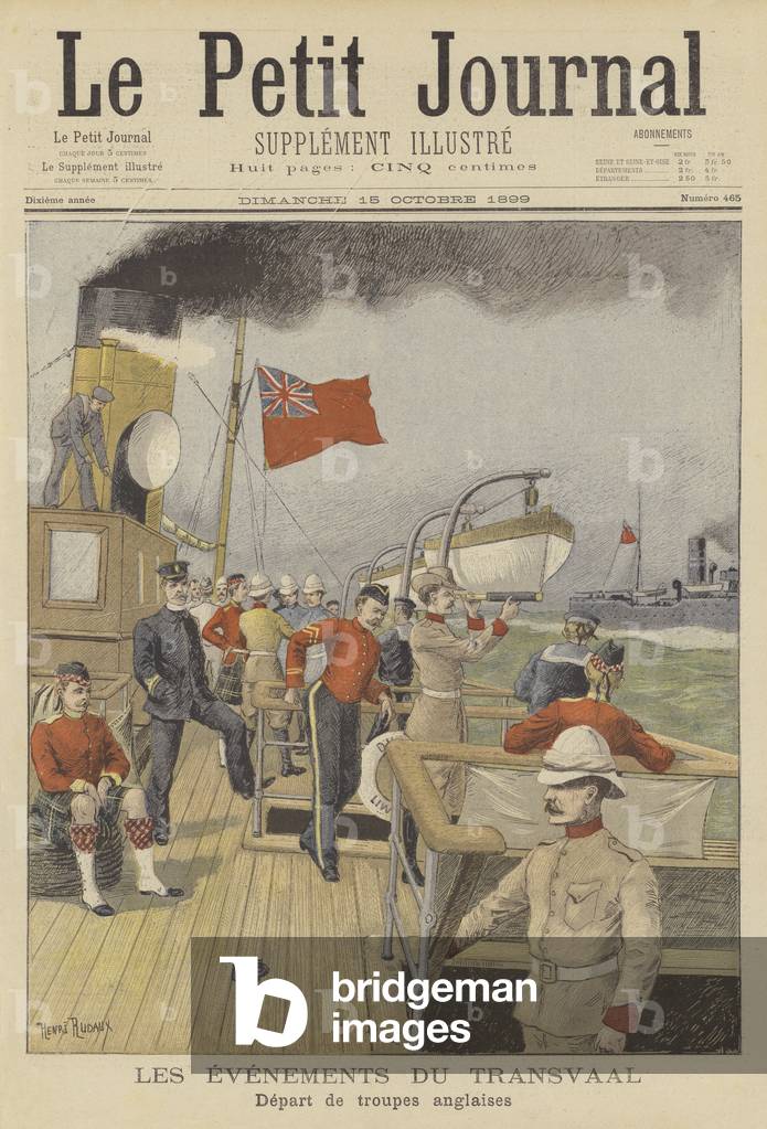 British troops boarding ships for South Africa (colour litho)