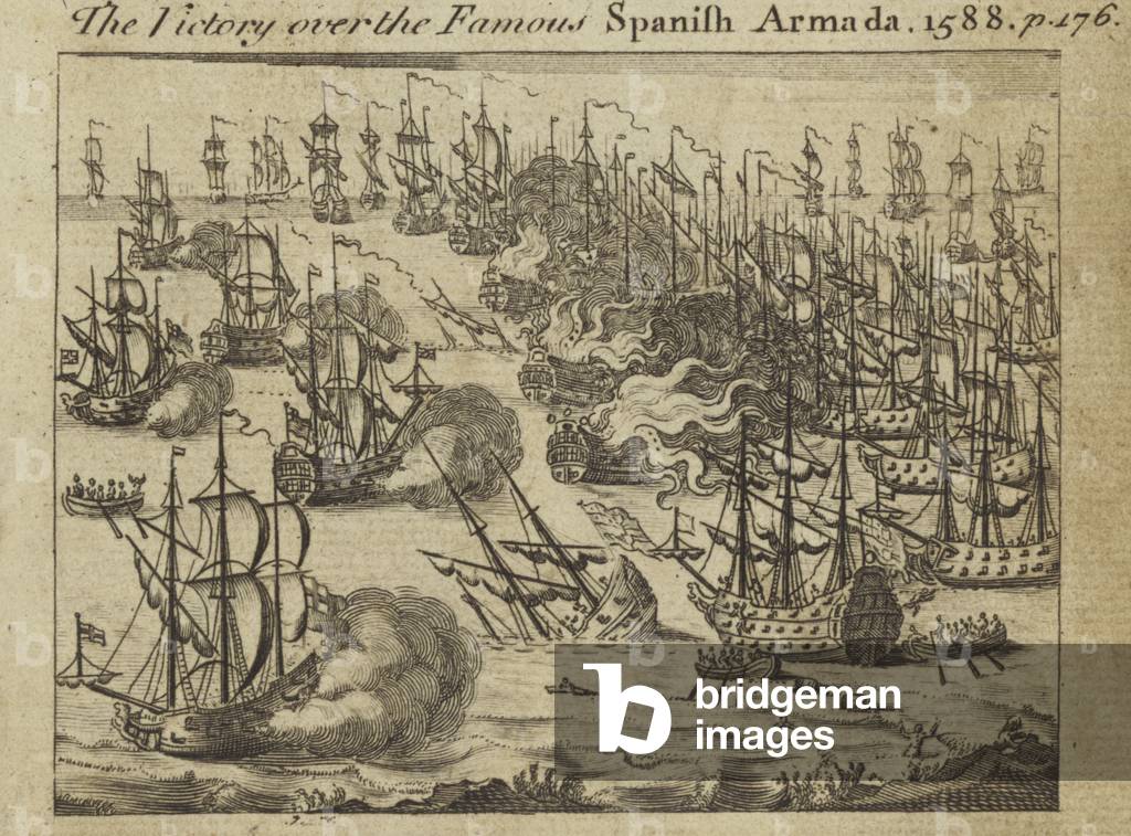 The victory over the famous Spanish Armada, 1588 (engraving)