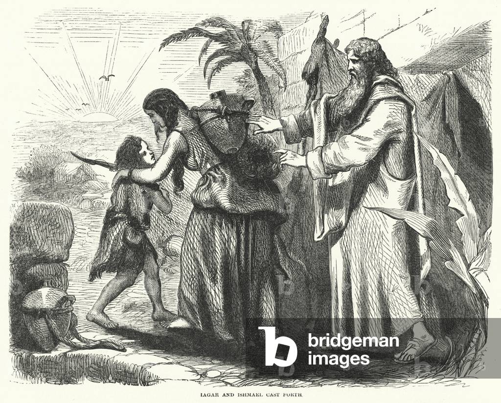 Hagar and Ishmael cast forth, c.1880 (engraving)