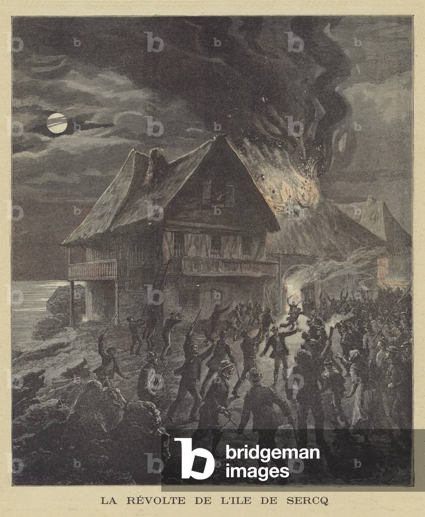 Revolt on the island of Sark (colour litho)