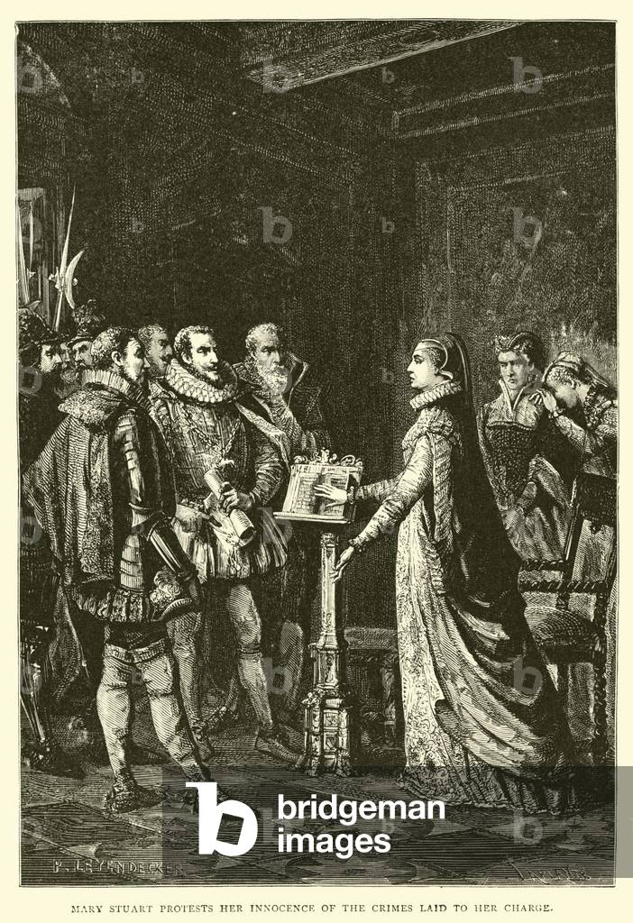 Mary Stuart protests her innocence of the crimes laid to her charge (engraving)
