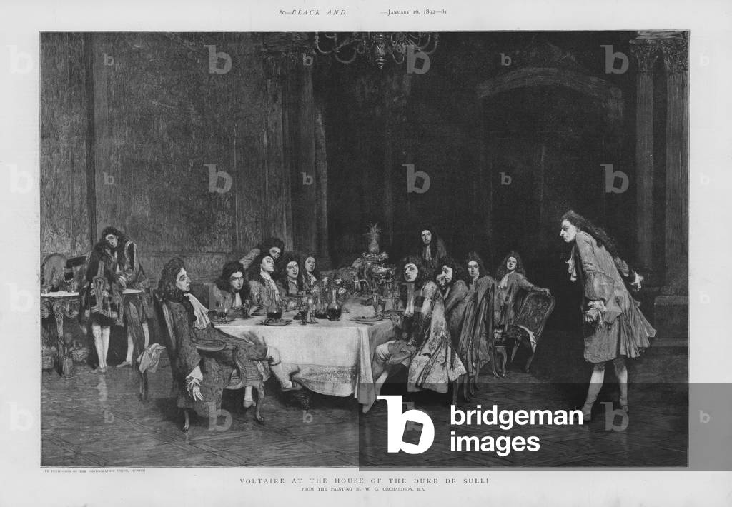 Voltaire at the House of the Duke of Sulli (litho)