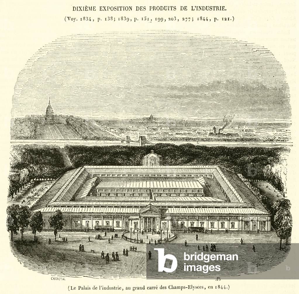 Le Palais de l'industrie, au grand carre des Champs-Elysees, en 1844 (engraving)