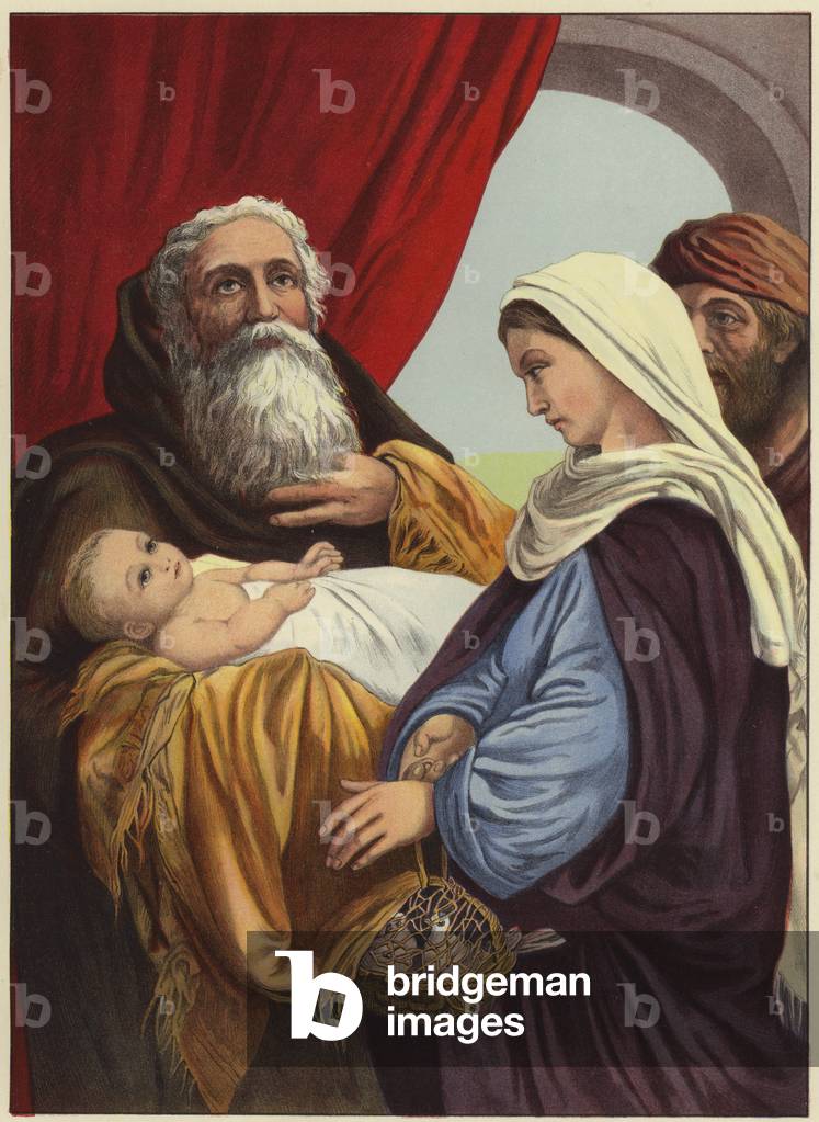 Simeon and the infant Jesus (colour litho)
