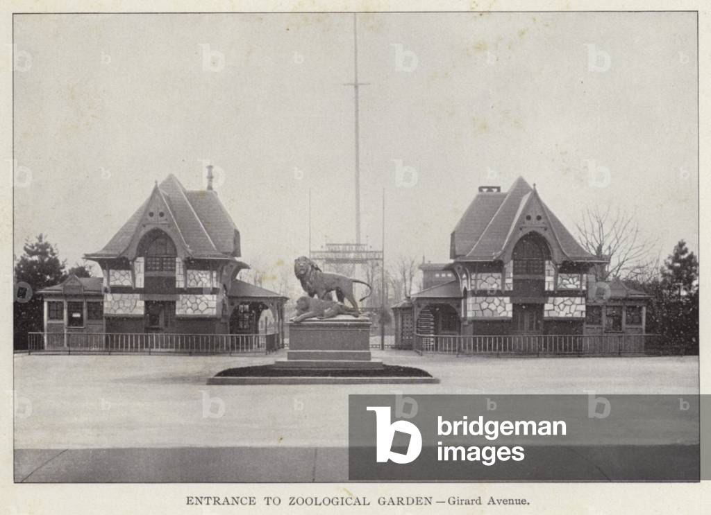Philadelphia: Entrance to Zoological Garden, Girard Avenue (b/w photo)