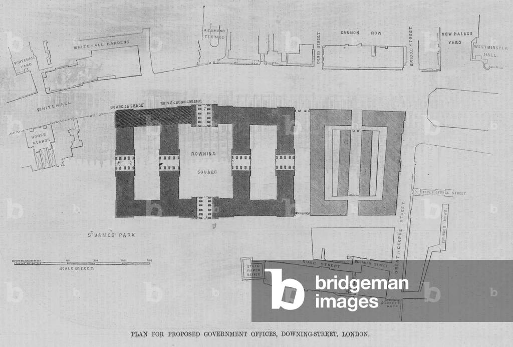 Plan for Proposed Government Offices, Downing Street, London (engraving)