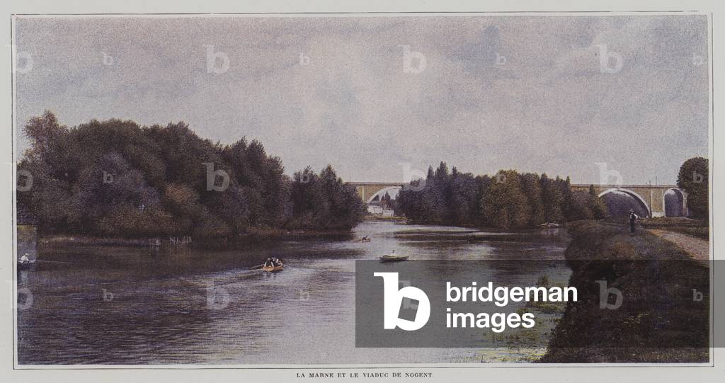 The River Marne and the Viaduct of Nogent, France (colour photo)