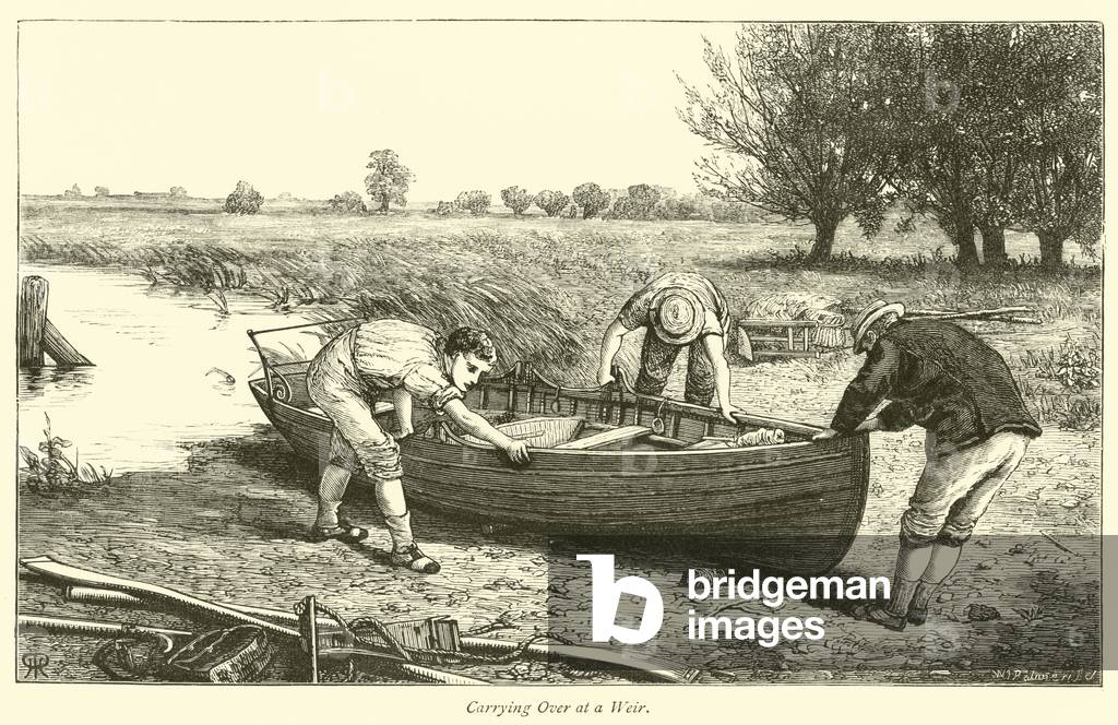 Carrying Over at a Weir (engraving)