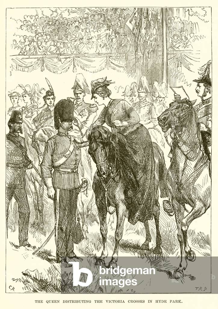 The Queen Distributing the Victoria Crosses in Hyde Park (engraving)