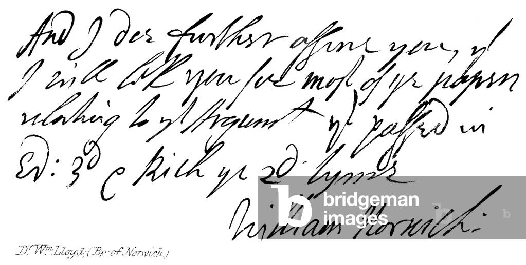 Dr Wm Lloyd, (Bp: of Norwich) (engraving)