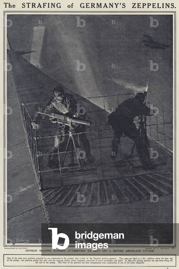 The Strafing of Germany's Zeppelins (litho)