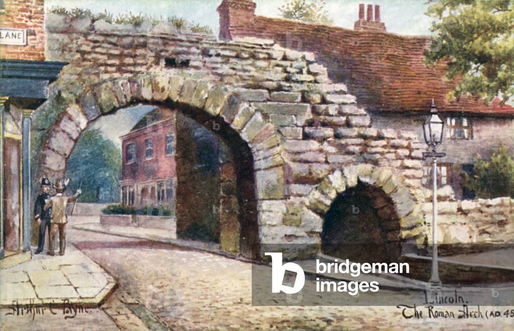 Lincoln, the Roman Arch (colour litho)