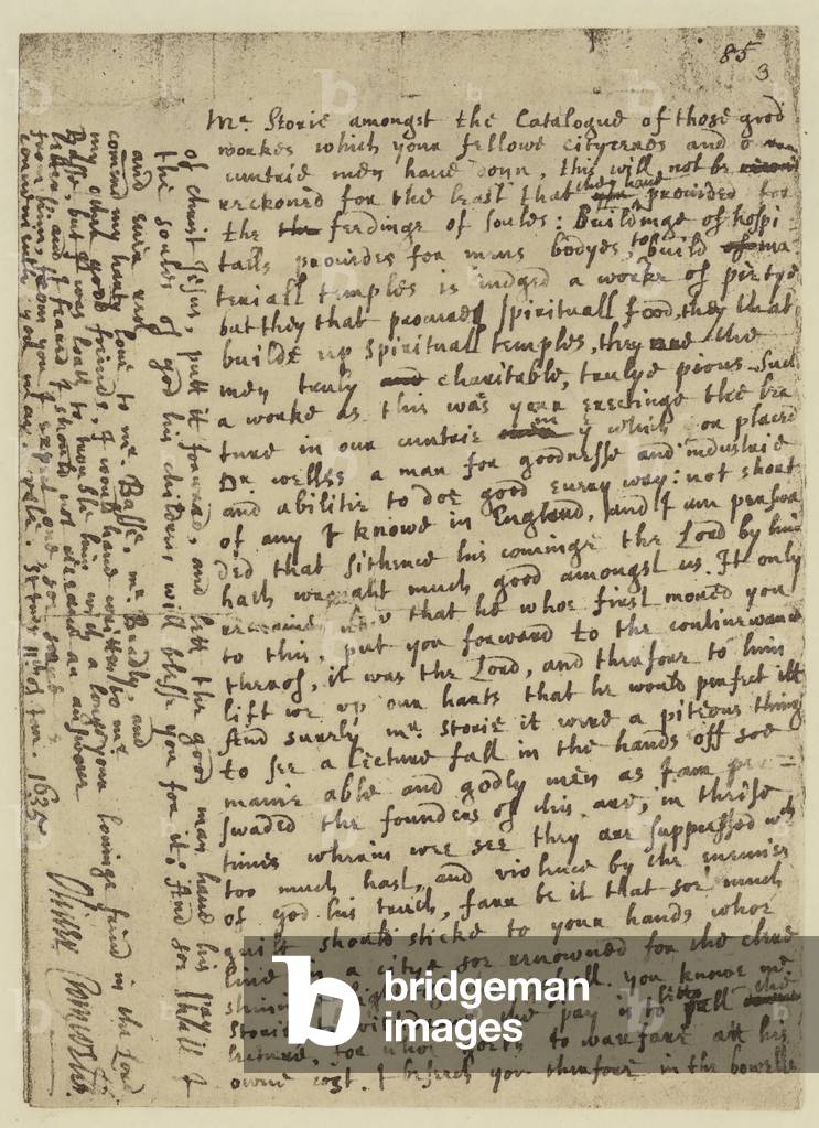 Fac-simile of Letter of Oliver Cromwell to Mr Storie, dated St Ives, 11 January 1635-6 (litho)