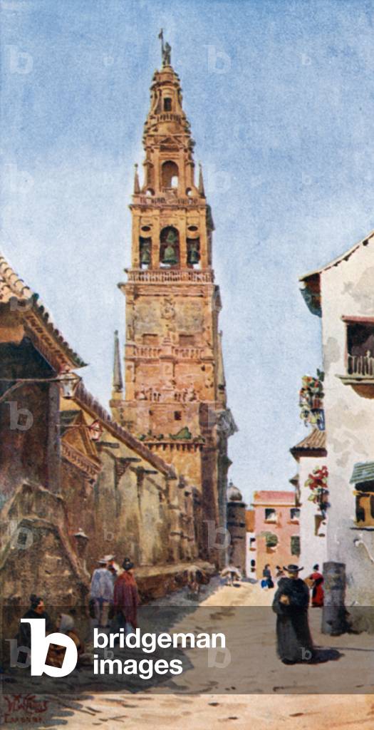 Cordoba, the Campanario Tower (colour litho)