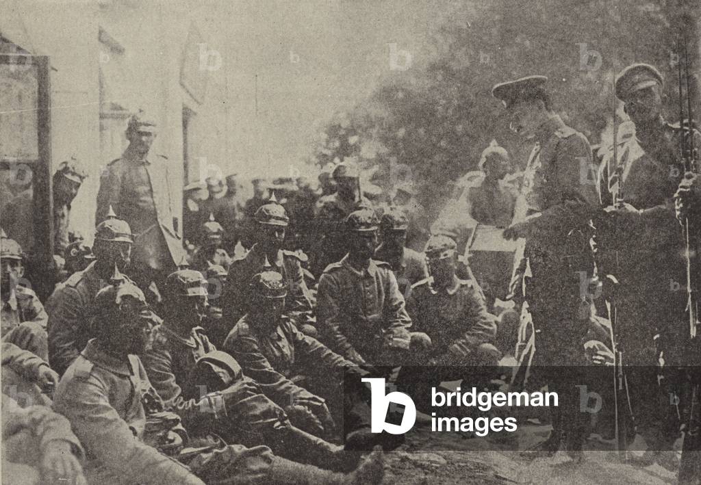 German soldiers taken prisoner by the Russians (b/w photo)