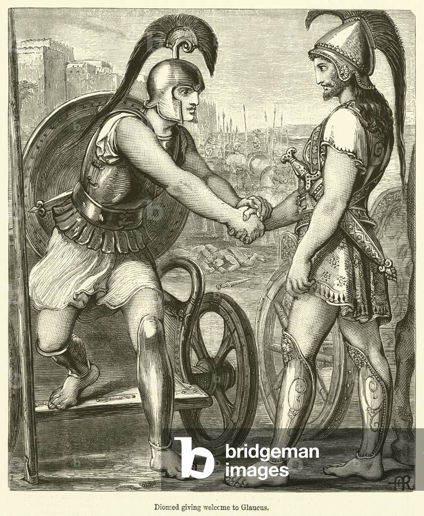 Diomed giving welcome to Glaucus (engraving)