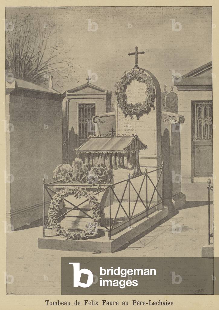 Tomb of President Felix Faure in the Pere Lachaise Cemetery, Paris (litho)