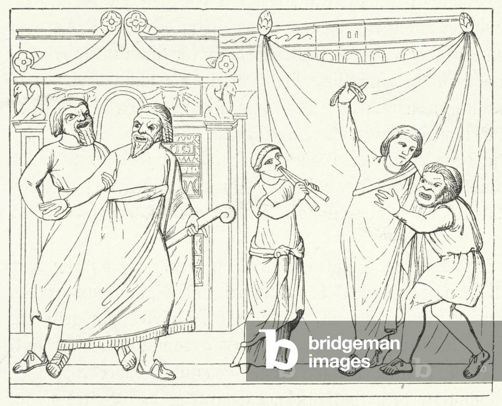 Scene from the Roman playwright Terence's play Andria (engraving)