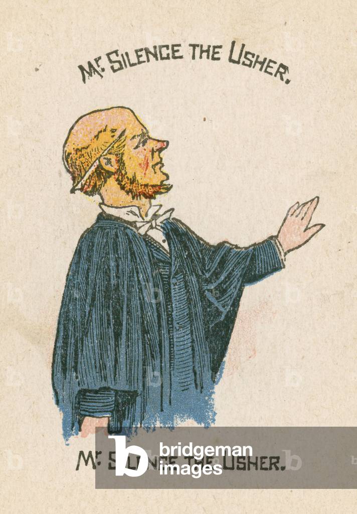 Mr Silence the Usher (colour litho)