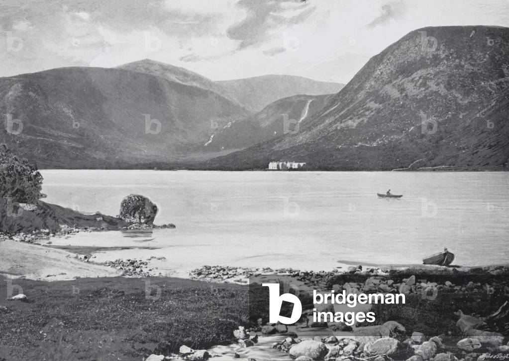 Scotland: Glassalt Shiel, Loch Muick (b/w photo)