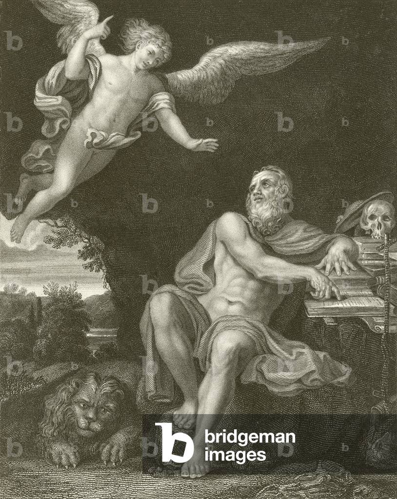 St Jerome with the angel (engraving)