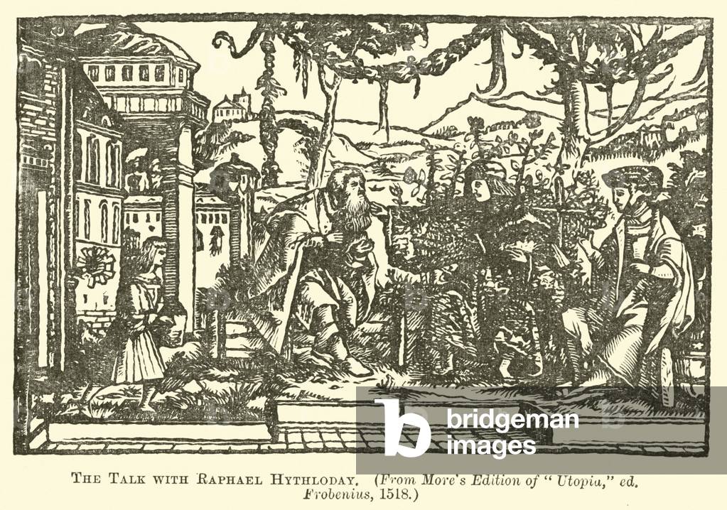 The talk with Raphael Hythloday (engraving)