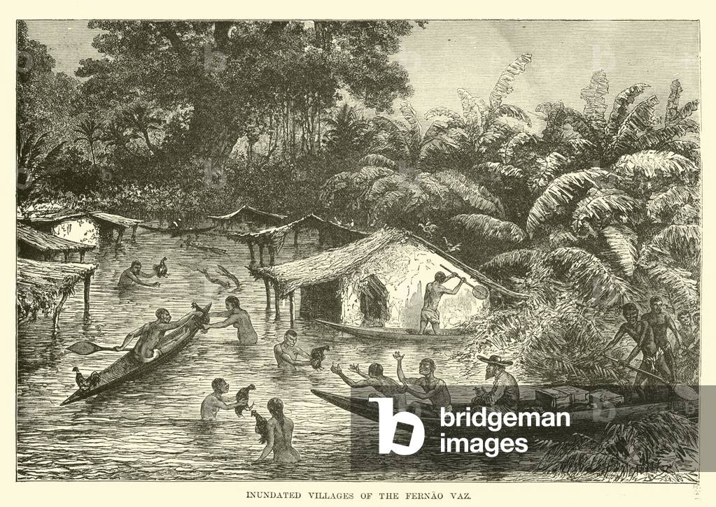 Inundated villages of the Fernao Vaz (engraving)