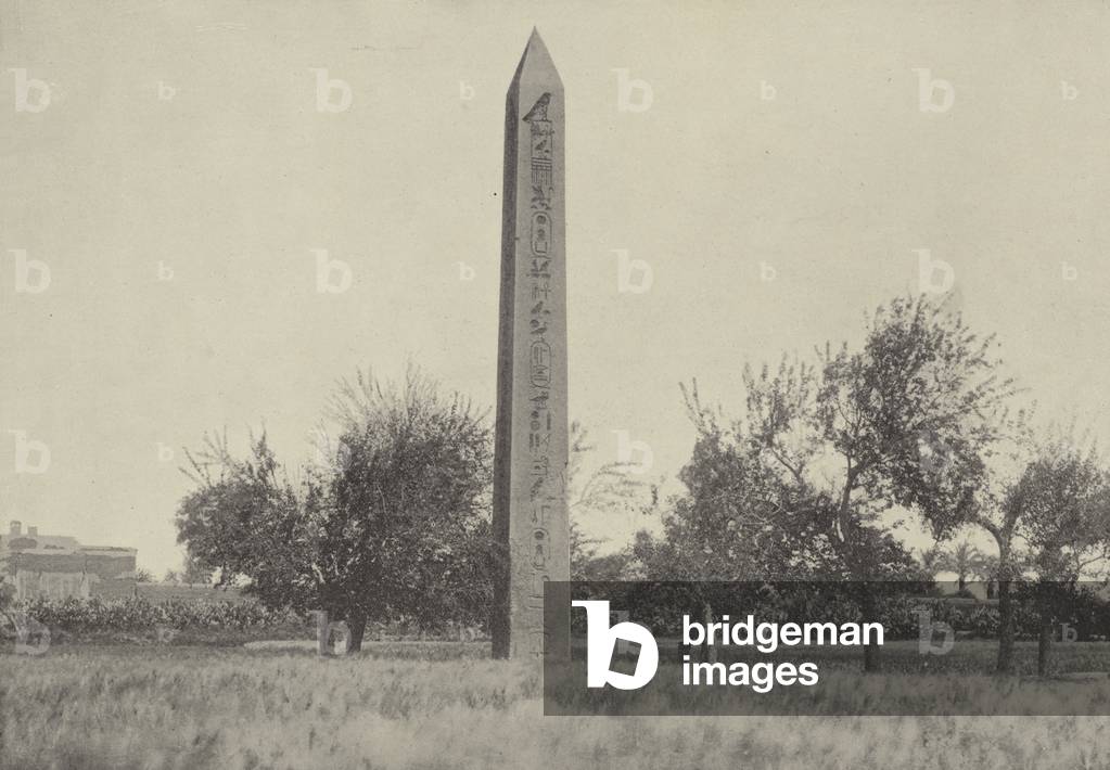 The obelisk of Heliopolis where Moses was educated (b/w photo)