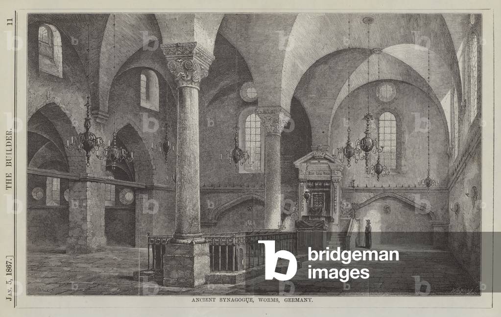 Ancient Synagogue, Worms, Germany (engraving)