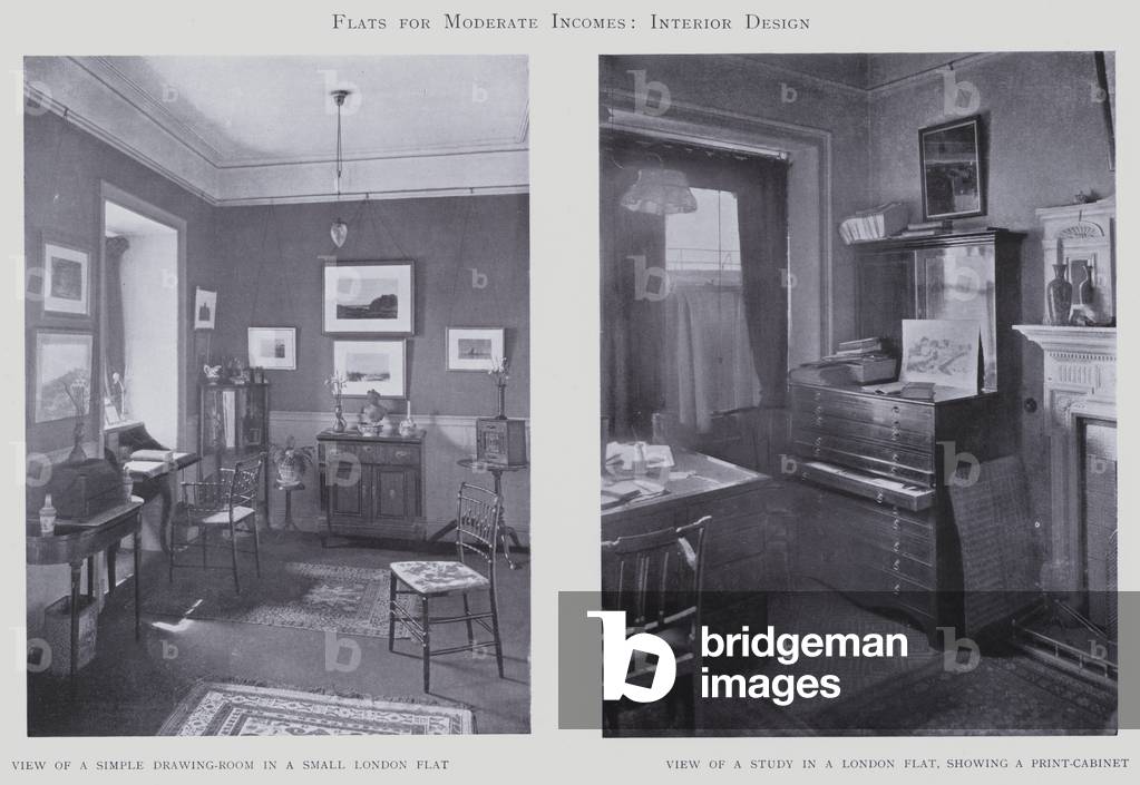 Flats for moderate incomes, interior design (b/w photo)