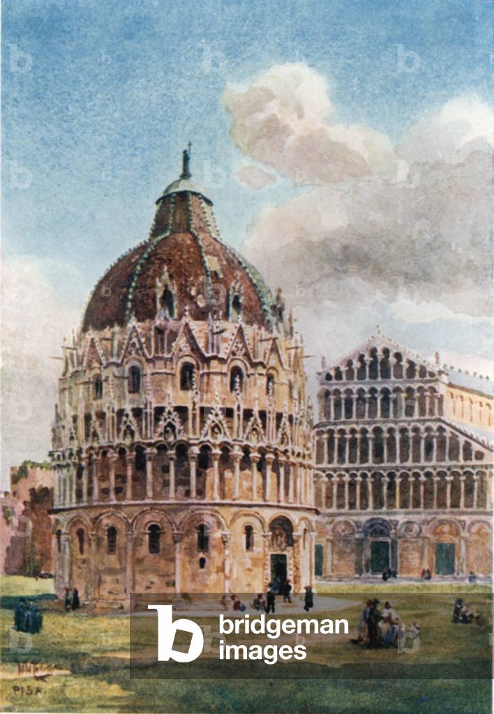 Pisa. The Baptistery (colour litho)