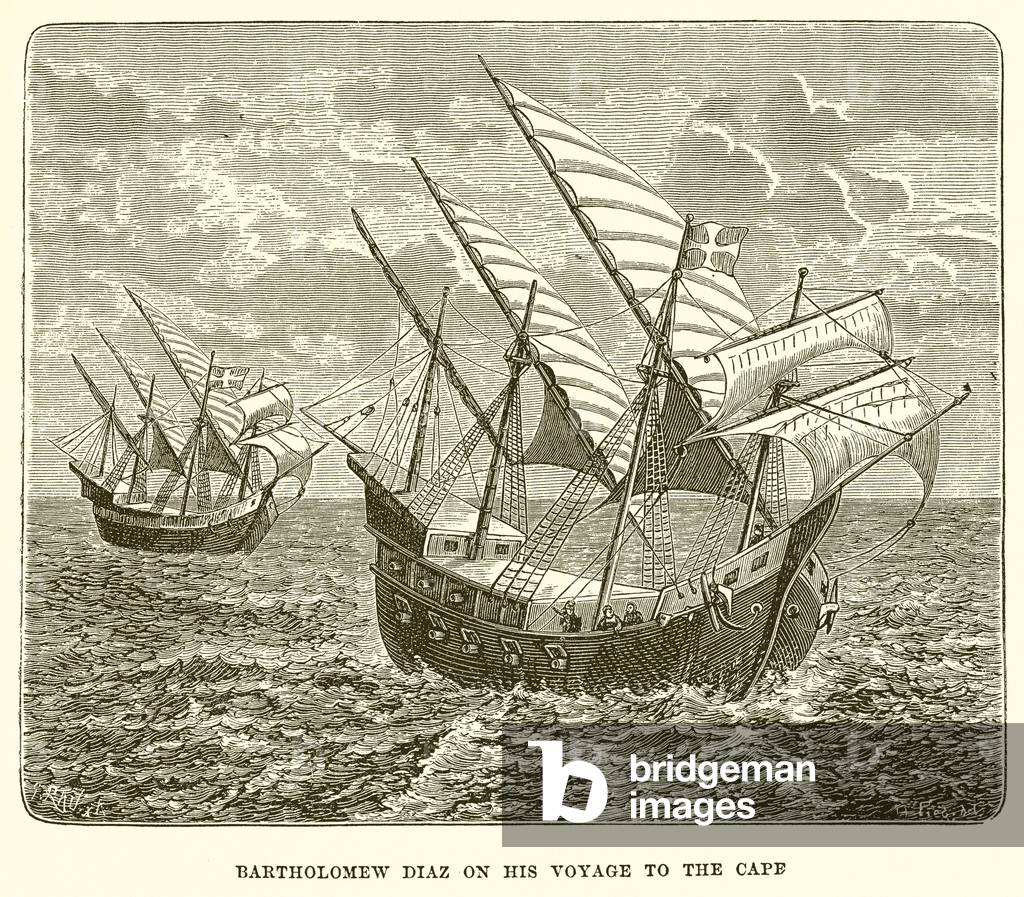 Bartholomew Diaz on his Voyage to the Cape (engraving)