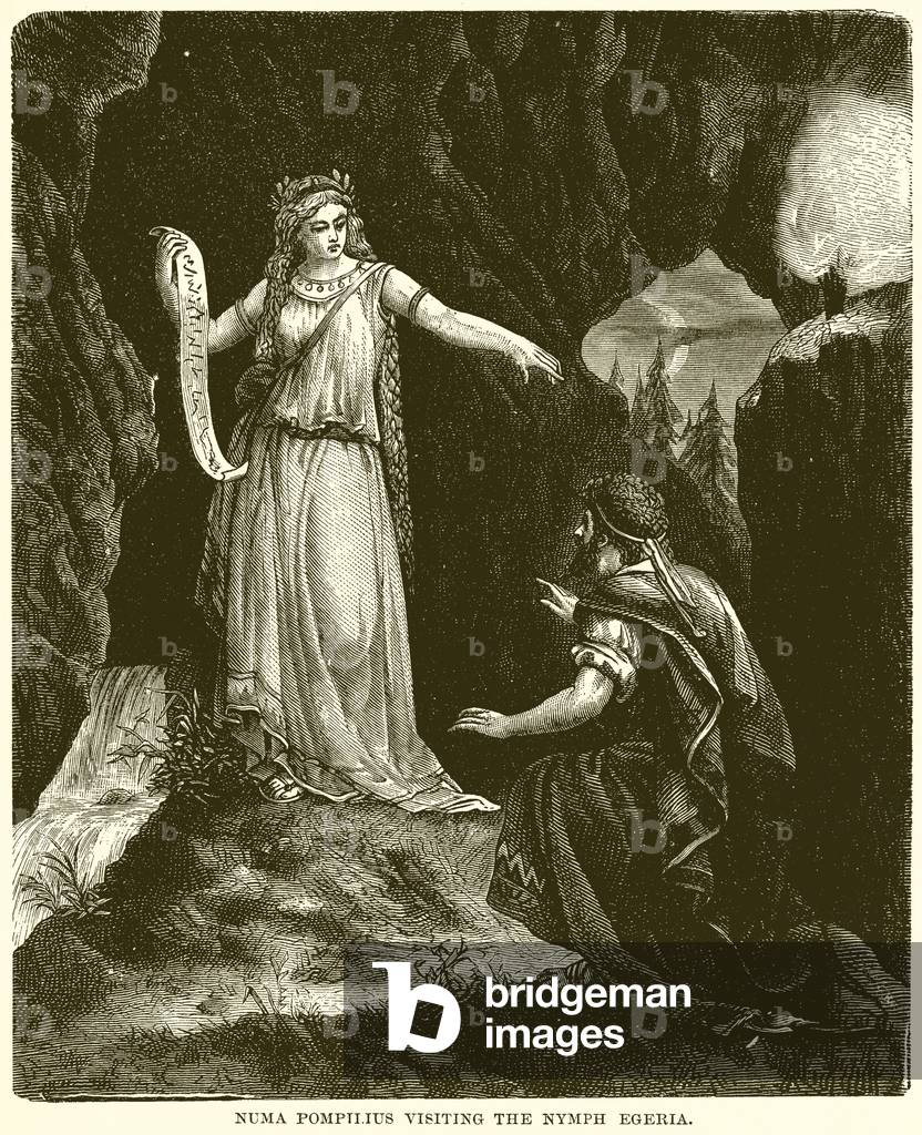 Numa Pompilius visiting the Nymph Egeria (engraving)