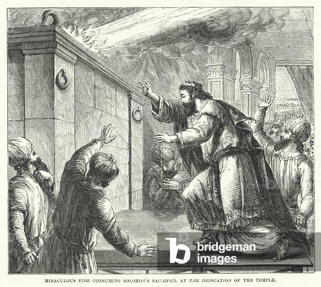 Miraculous Fire consuming Solomon's Sacrifice at the Dedication of the Temple (engraving)