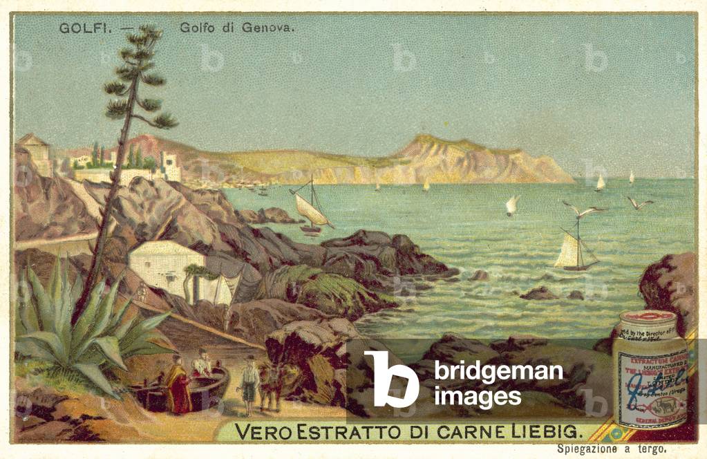 Gulf of Genoa, Italy (chromolitho)