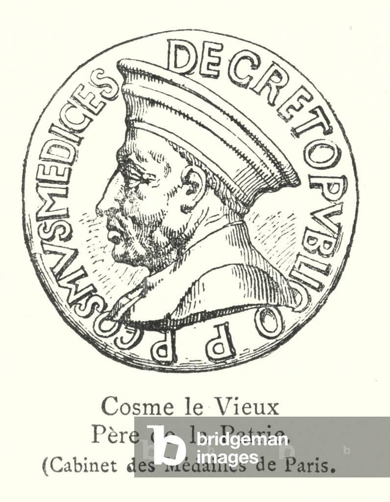 Cosme le Vieux, Pere de la Patrie, Cabinet des Medailles de Paris (engraving)