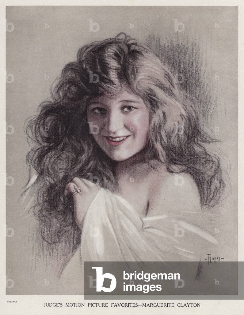 Marguerite Clayton, American silent film actress (colour litho)