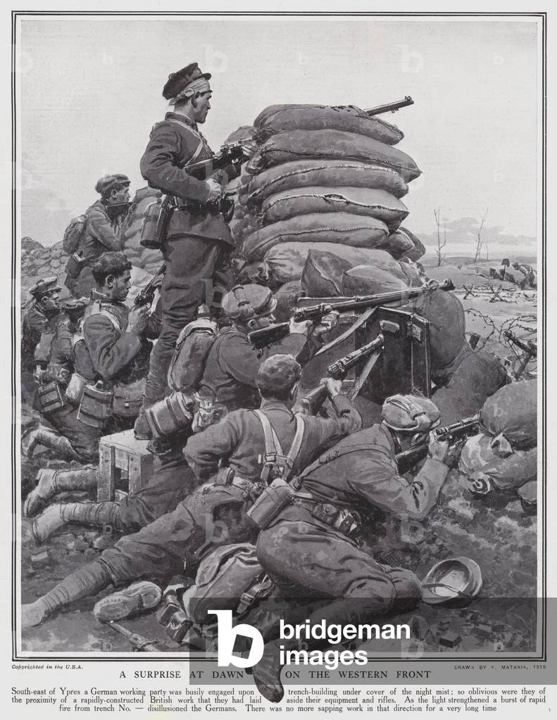 A surprise at dawn on the Western Front (litho)