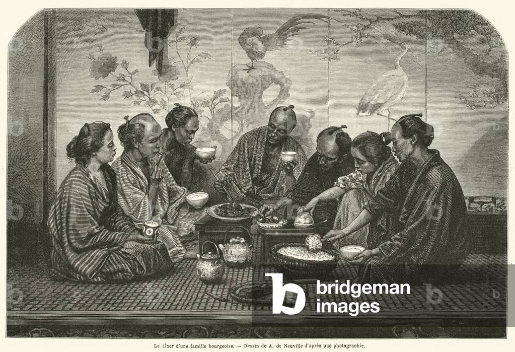 Le diner d'une famille bourgeoise (engraving)