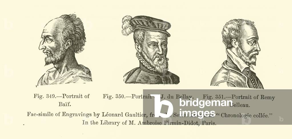Portrait of Baif, Portrait of J du Bellay, Portrait of Remy Belleau (engraving)