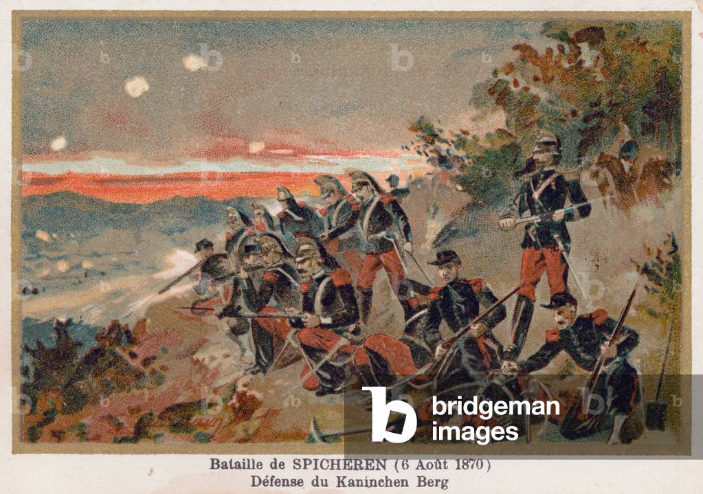 Battle of Spicheren, The Defence of Kaninchenberg (chromolitho)
