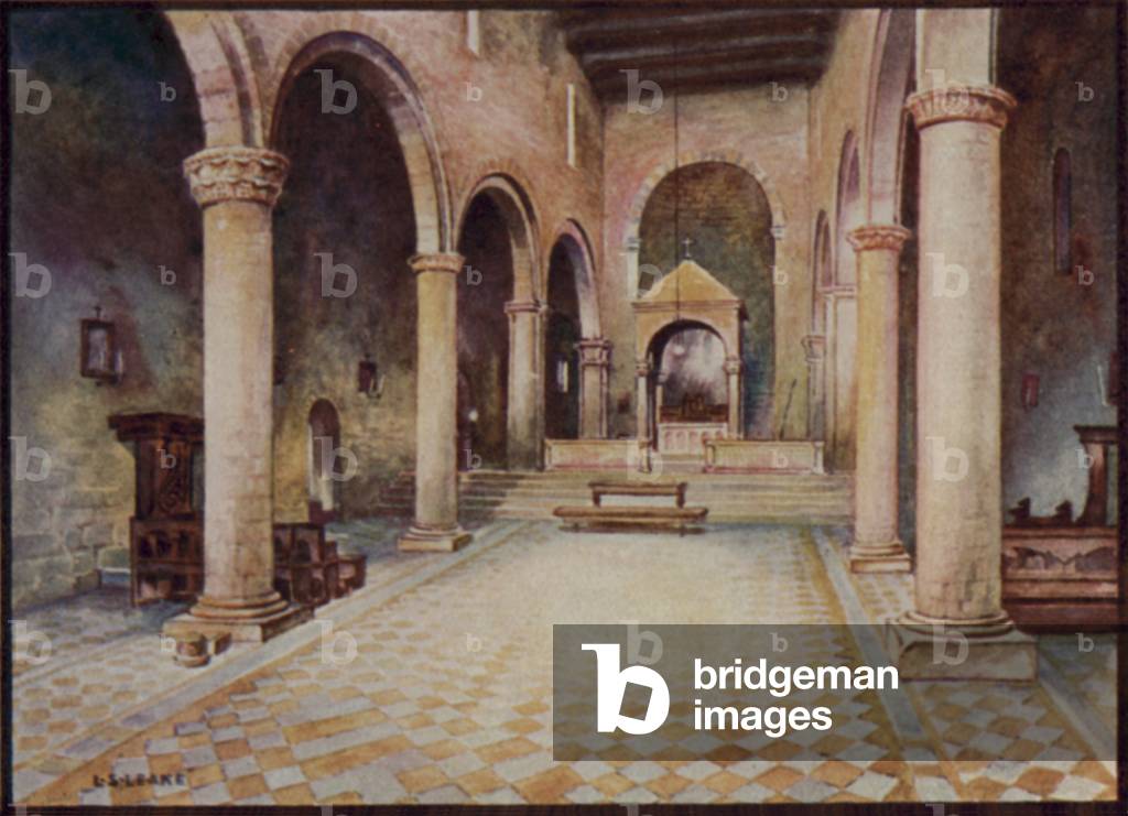 Italian Cathedrals: Viterbo, interior of San Giovanni Zoccoli (colour litho)