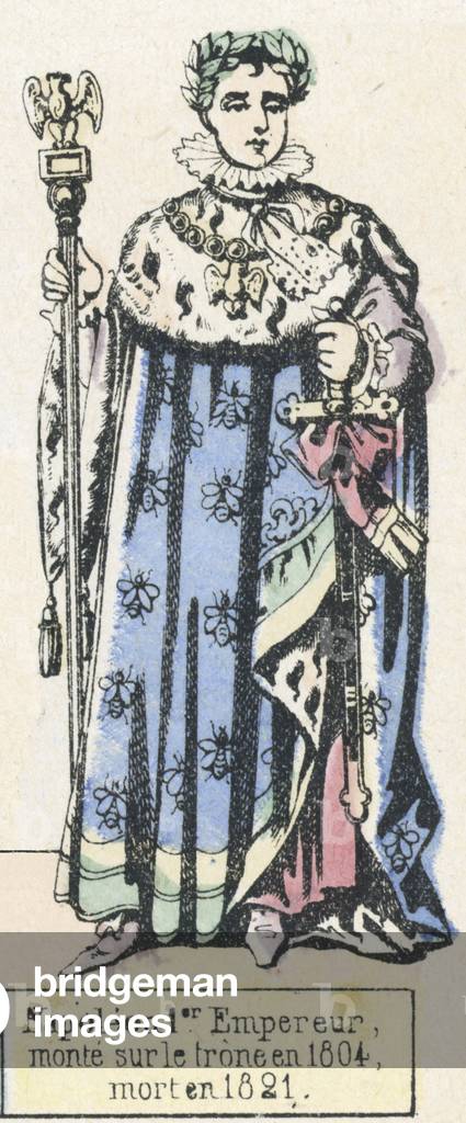 Napoleon 1er, Empereur, monte sur le trone en 1804, mort en 1821 (coloured engraving)