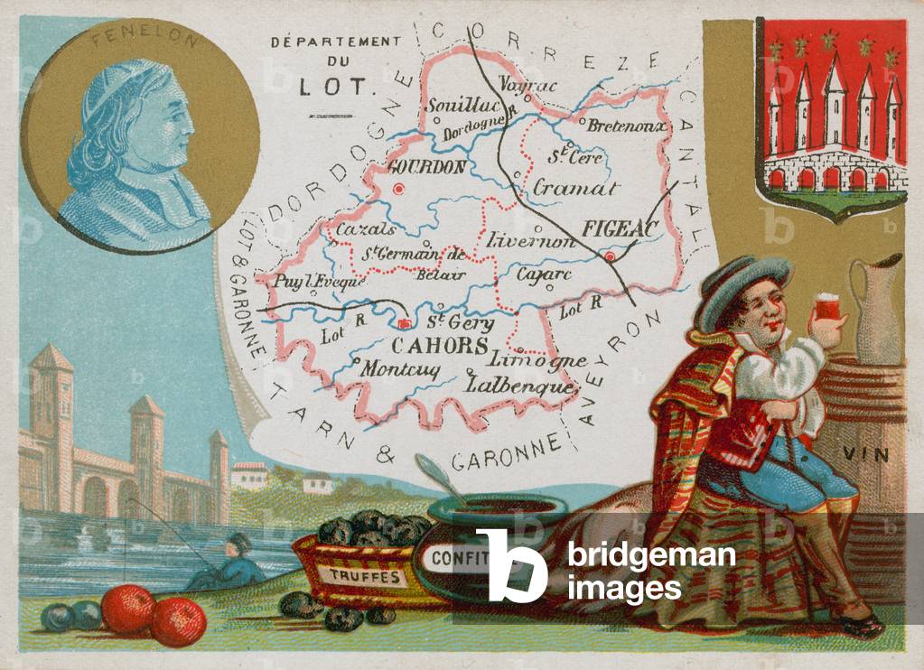 Department of Lot in the southwest of France (chromolitho)