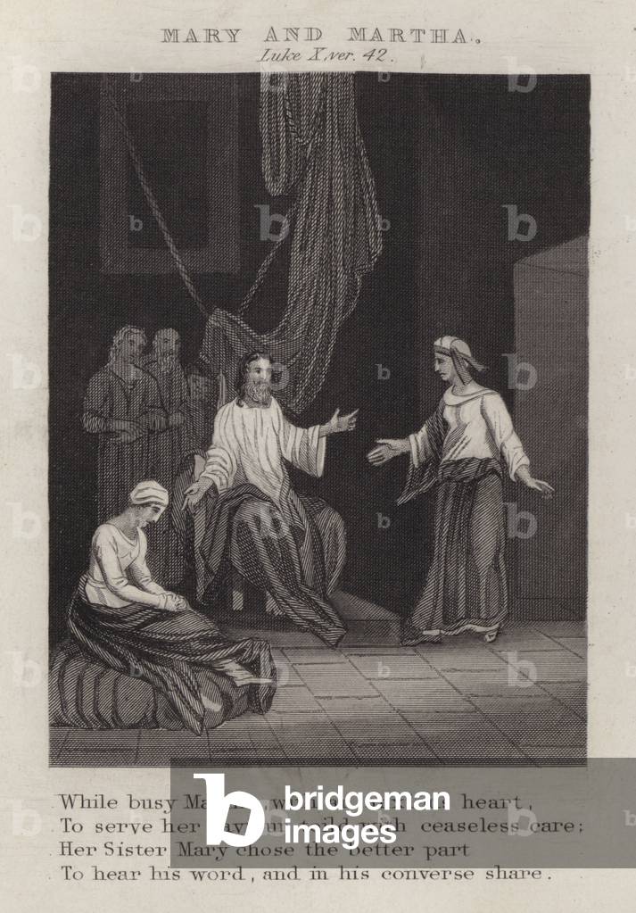 Mary and Martha, Luke X, ver 42 (engraving)